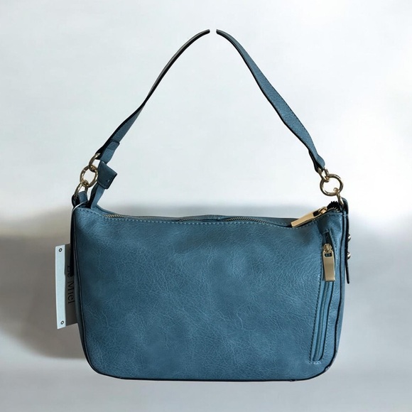 NWT Blue Vegan Leather Shoulder Bag! NEW! - Picture 1 of 11